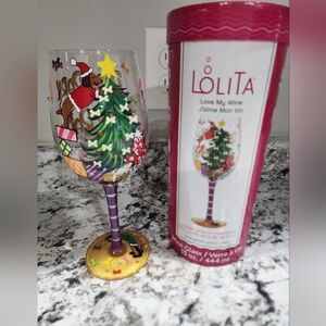 Lolita Festive Holiday Wine Glass 'Doggy Days Of Chistmas'